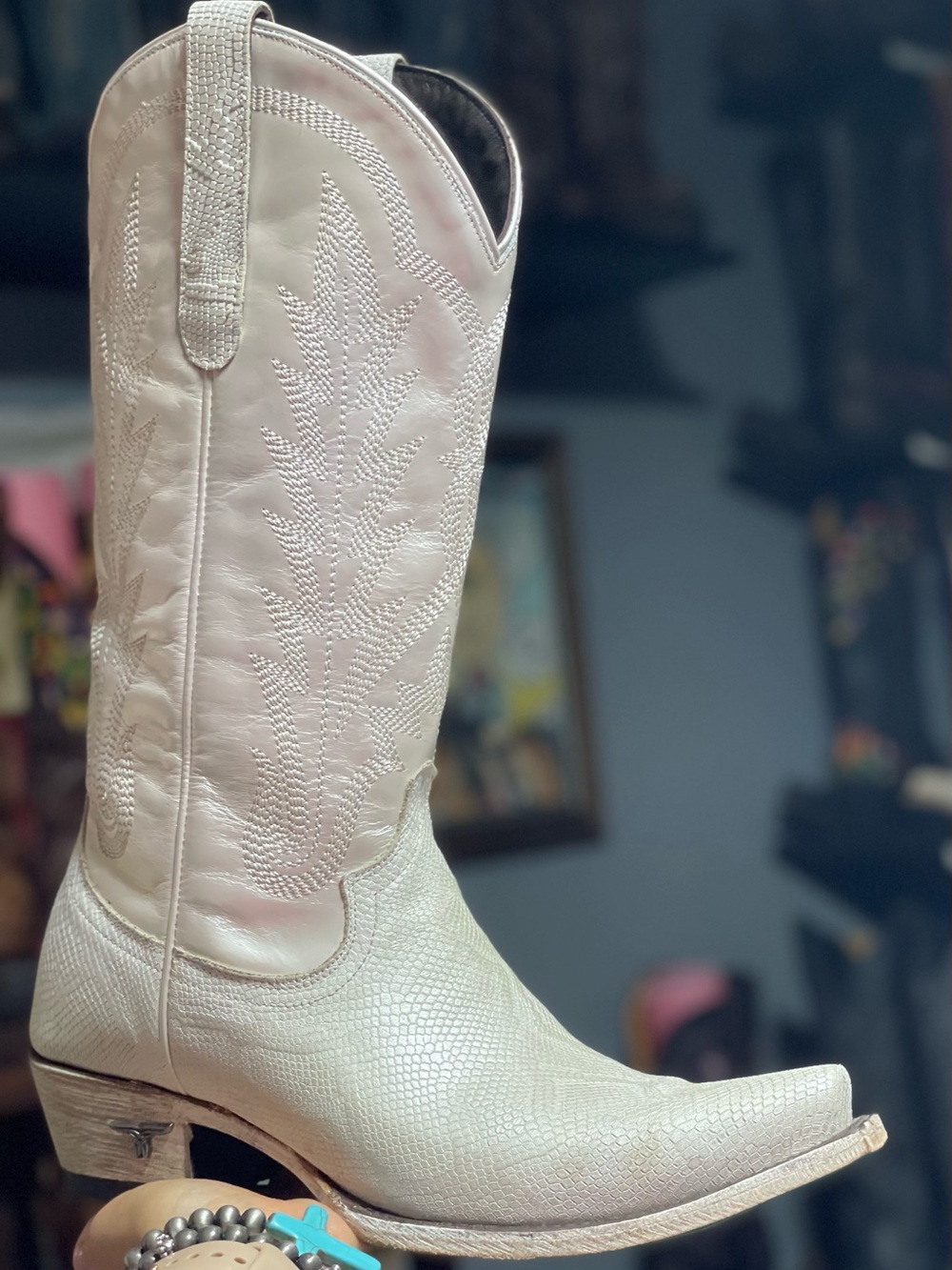 Lane Boots Summer Snake Python Leather White